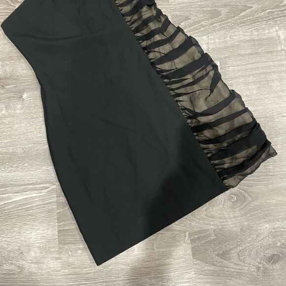 Black Halo One Shoulder Mini Dress with Ruched Chiffon Side Panel - Picture 3 of 8